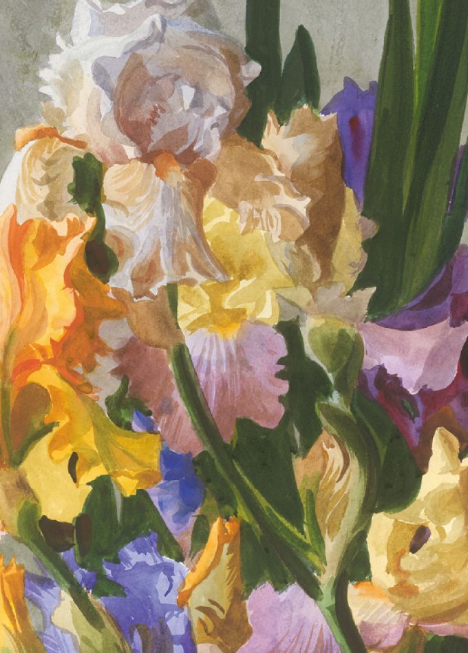 Праздничный букет в технике многослойной акварельной живописи