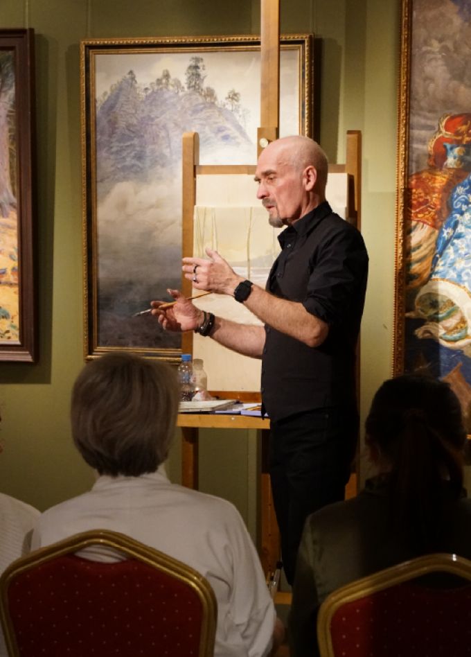 Пейзаж «Солнечный день весной» в технике многослойной акварельной живописи